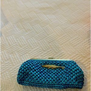 Lilly Pulitzer turquoise straw purse